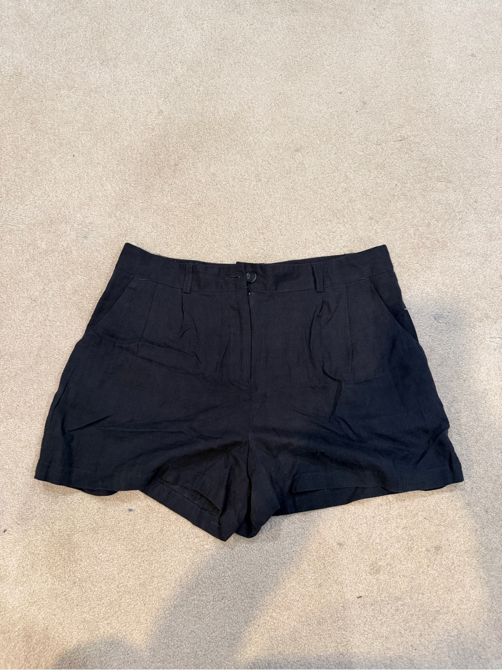 Ardene Black High-Waist Linen-Blend Shorts